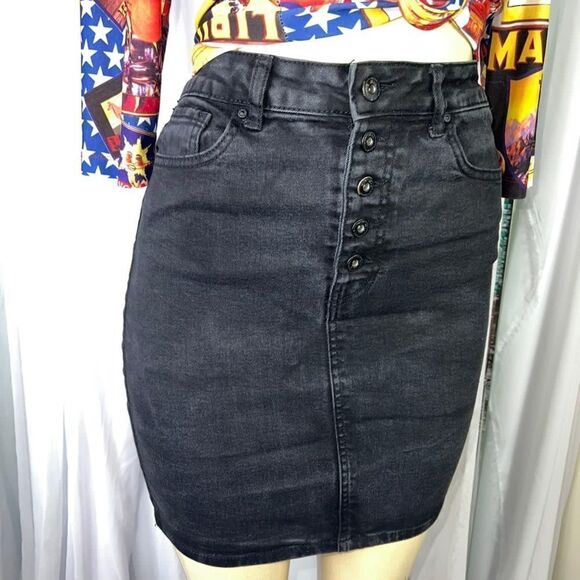 WAX JEAN Button Front Denim Pencil Skirt -US S - Picture 3 of 6